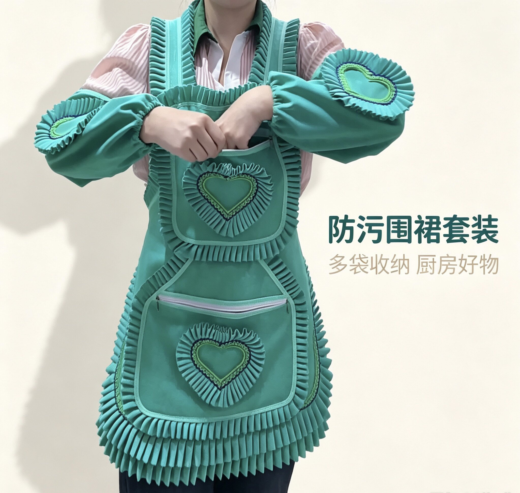 最新2026时尚爆款花边围裙家庭工作服厨房围腰小清新版