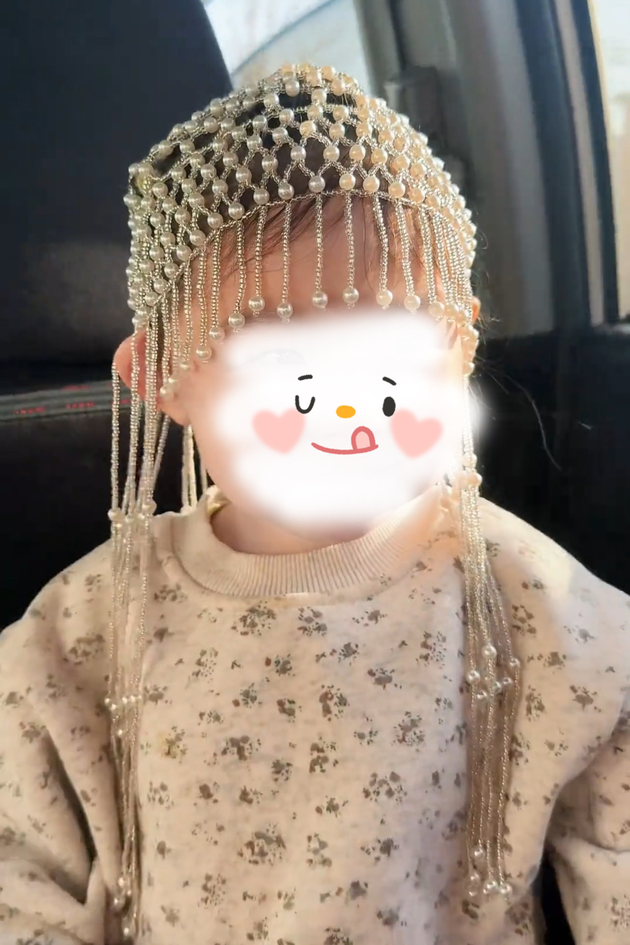 儿童款精美手工串珠复古风百搭时尚头饰抖音同款仿珍珠香妃帽