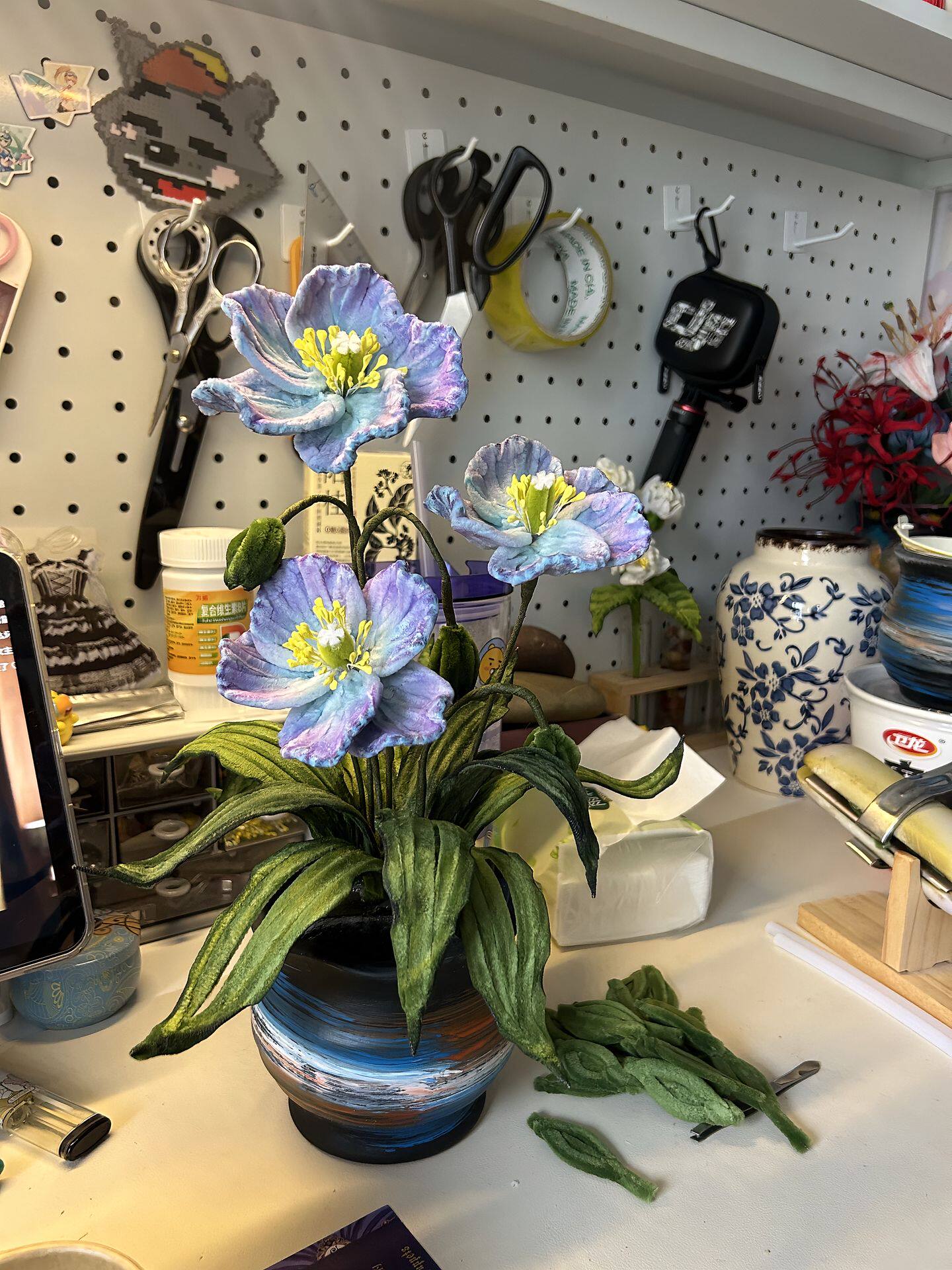 花花世界加密扭扭棒绿绒蒿diy材料包手工盆景大摆件