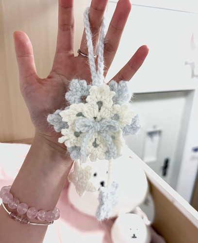 小清新可爱雪花钩织材料包新款挂件手工DIY编织毛线diy材料包车挂