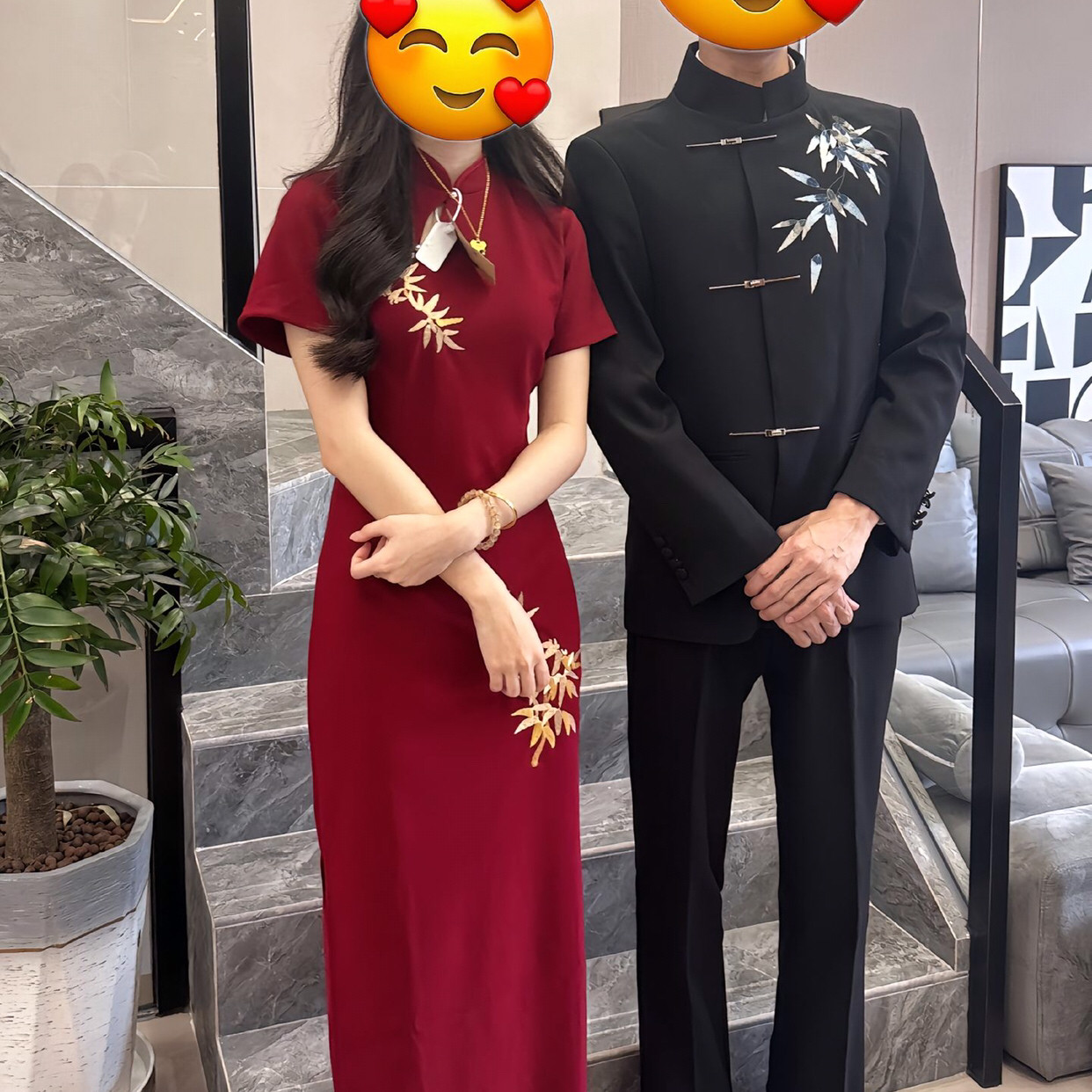 新中式国风改良旗袍敬酒服2025夏季新款短袖红竹刺绣弹力连衣裙