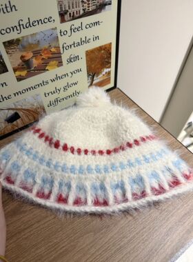 雪花纱线北欧来信费尔岛帽羊毛混纺手工钩针diy材料包帽子编织