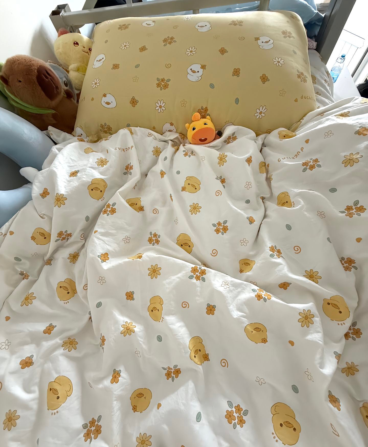 小黄鸭布料无荧光宝宝棉布幼儿园床品四件套面料新款2025DIY