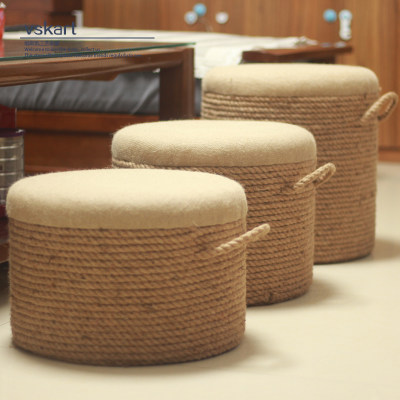 麻绳小凳子家用实木圆凳