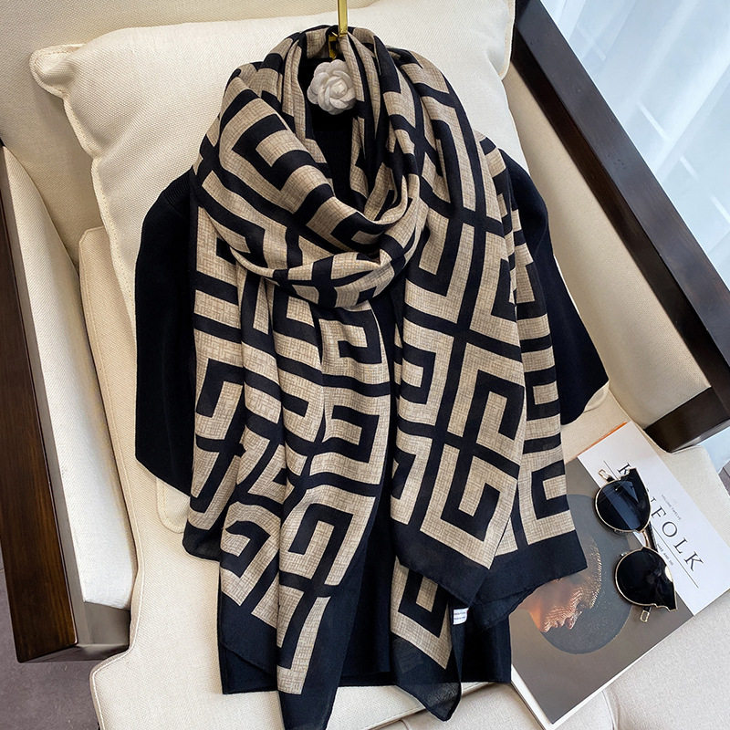 韩版新款时尚秋冬棉麻围巾女护颈御寒围脖两用纱巾外搭披肩