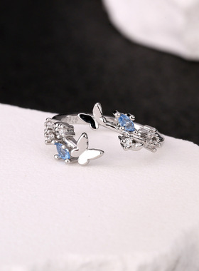 梦蝶女款戒指高颜值轻奢带钻蝴蝶时尚女戒开口指环送女友