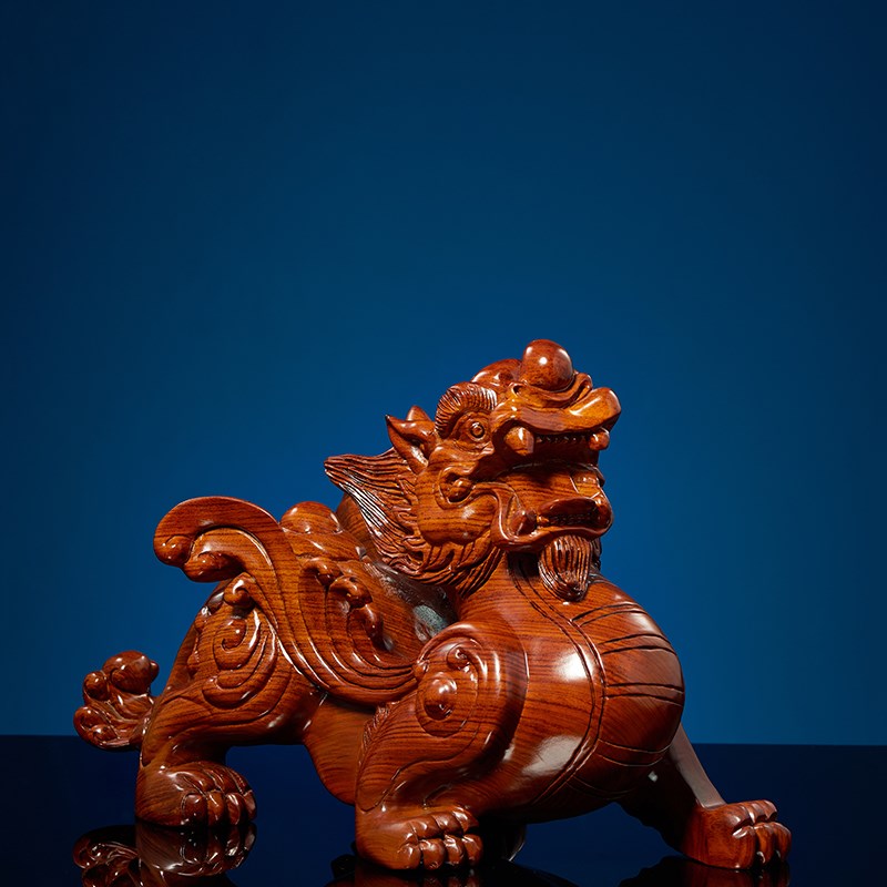 花梨木雕貔貅摆件实木大号一对客厅家居办公室L装饰工艺礼品摆饰