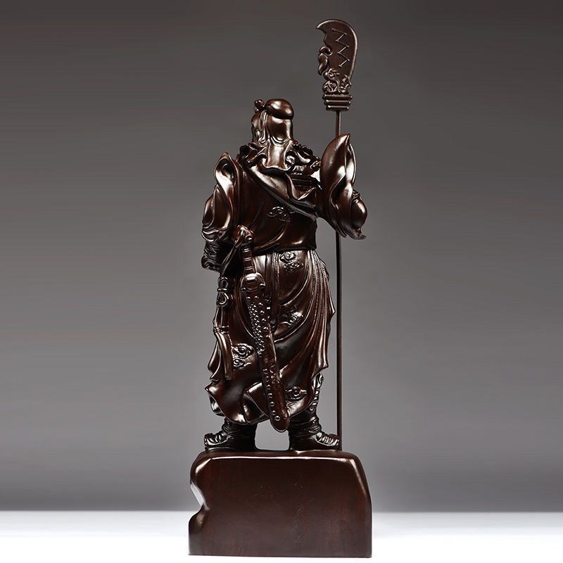 黑檀木雕关公f实木武财神客厅佛像摆件家居店铺装饰开业送礼工艺