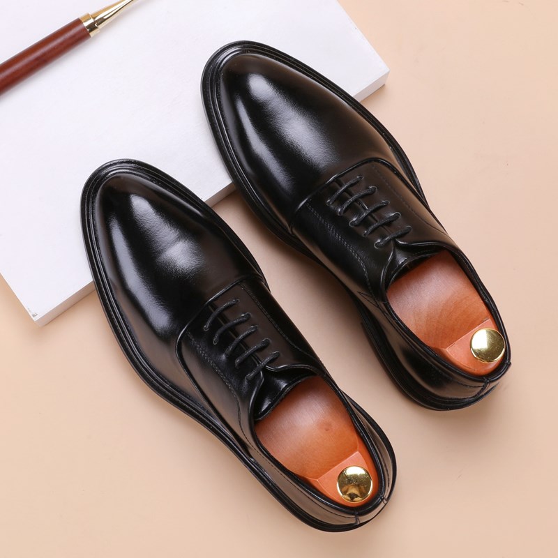 皮鞋男款夏季高级感增高商务正装尖头英伦风西装结婚新郎黑色皮鞋
