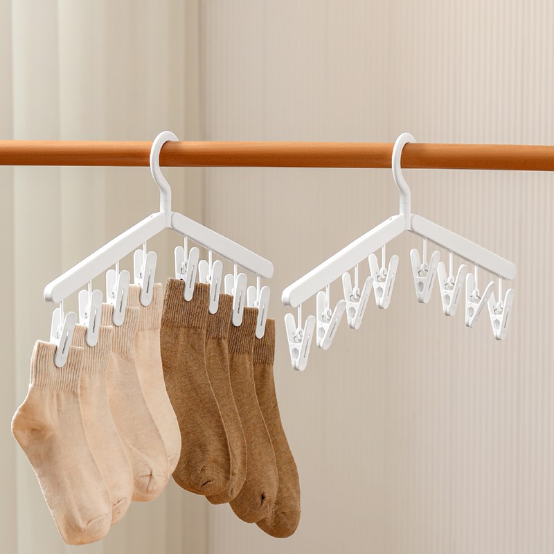 一字型阳台晾衣夹内衣袜子人字型多夹晾晒架衣架帽子收纳挂架衣柜
