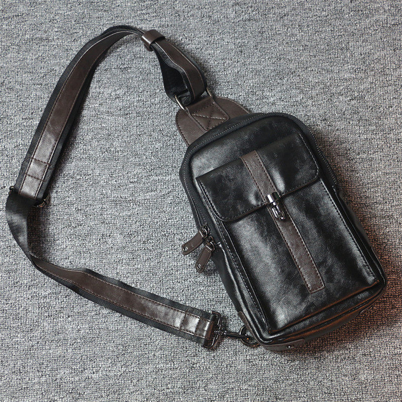 胸包男2020时尚韩版潮流男胸前包软皮休闲单肩斜挎包大容量小挂包