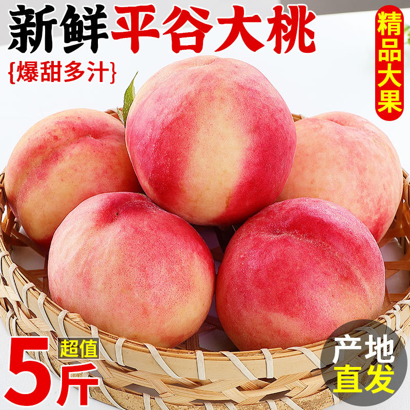 北京平谷大桃水蜜桃5斤新鲜水果应当季硬脆甜软桃子毛桃大果整箱1