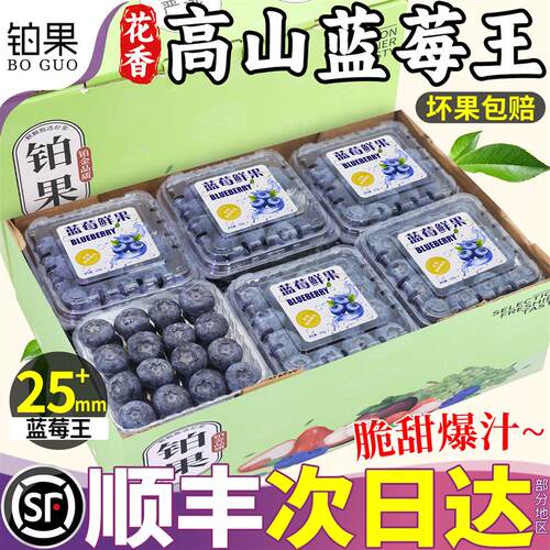 顺丰山东蓝莓新鲜水果12盒花香特大高山莓果当季怡颗鲜果整箱包邮