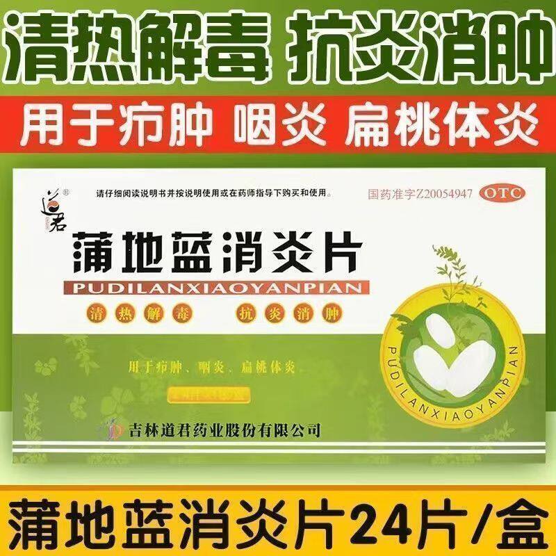 抗炎消肿片 疖肿咽炎扁桃腺炎 咽喉肿痛皮肤道君蒲地蓝消炎片24片