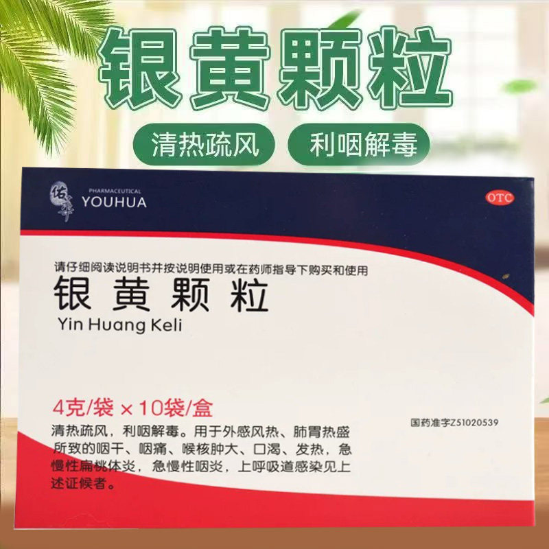 利咽上火嗓子疼喉咙痛 扁桃体发炎发烧口渴 佑华银黄颗粒10袋