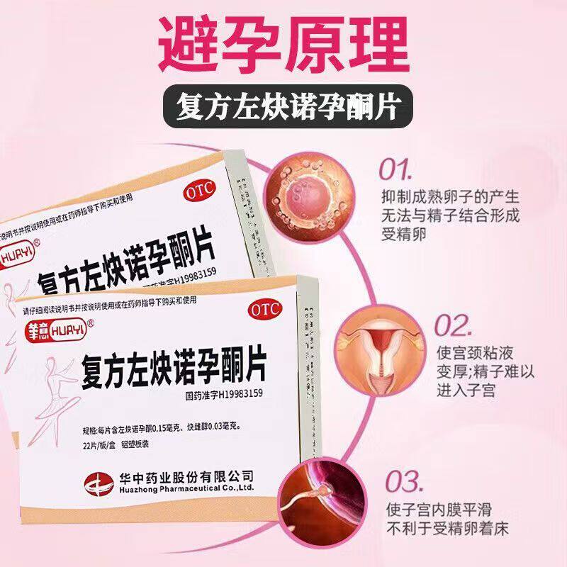 科学避孕华意复方左炔诺孕酮片22片/盒调节月经周期 口服制剂