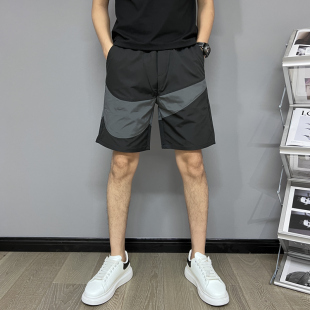 休闲五分裤 宽松大裤 男薄款 青年外穿运动沙滩裤 衩 拼色速干短裤 夏季