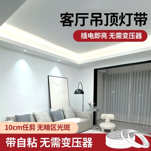 220v白光f灯带客厅吊顶专用led超亮线型灯天花板吊顶亮化柔性灯条