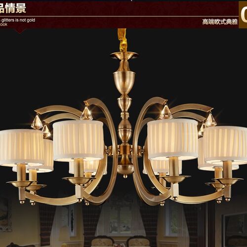 美式乡村全铜吊灯欧式复古水晶客厅铜灯简约创意个性艺术纯铜灯具