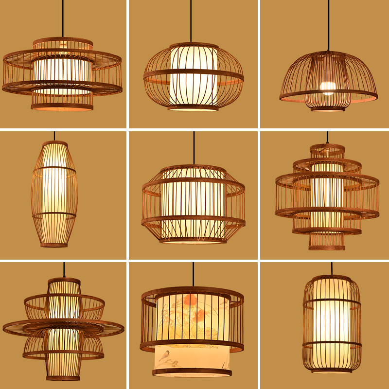 竹艺竹编吊灯新中式餐厅饭店民宿卧室阳台禅意日式榻榻米灯笼灯具,家装灯饰光源,餐厅吊灯,淘宝优惠券,粉丝福利购,淘宝优惠卷
