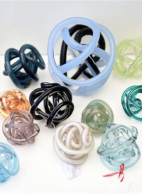 每周一三五10点上新/时尚现代彩色玻璃麻团摆件办公室桌面装饰品