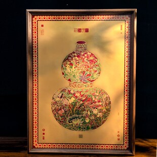 国画 饰画福禄临门挂画现代轻奢走廊过道竖版 入户玄关新中式 葫芦装