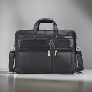 2024新款头层牛皮男士公文包手工真皮大容量手提包商务包可挂拉杆