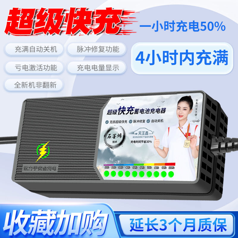 自动断电电动车电瓶快速充电器48V12AH60V20AH72爱玛台铃三轮通用