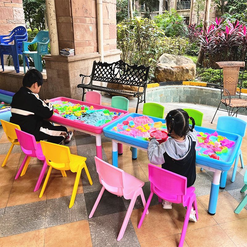 广场摆摊塑料积木桌太空沙桌子宝宝多功能玩具桌椅儿童沙盘游戏桌