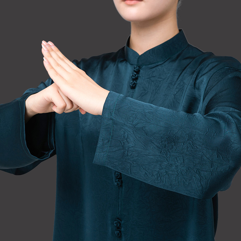 太极服女款新款2025高端醋酸太极拳练功服八段锦男春夏季改良唐装