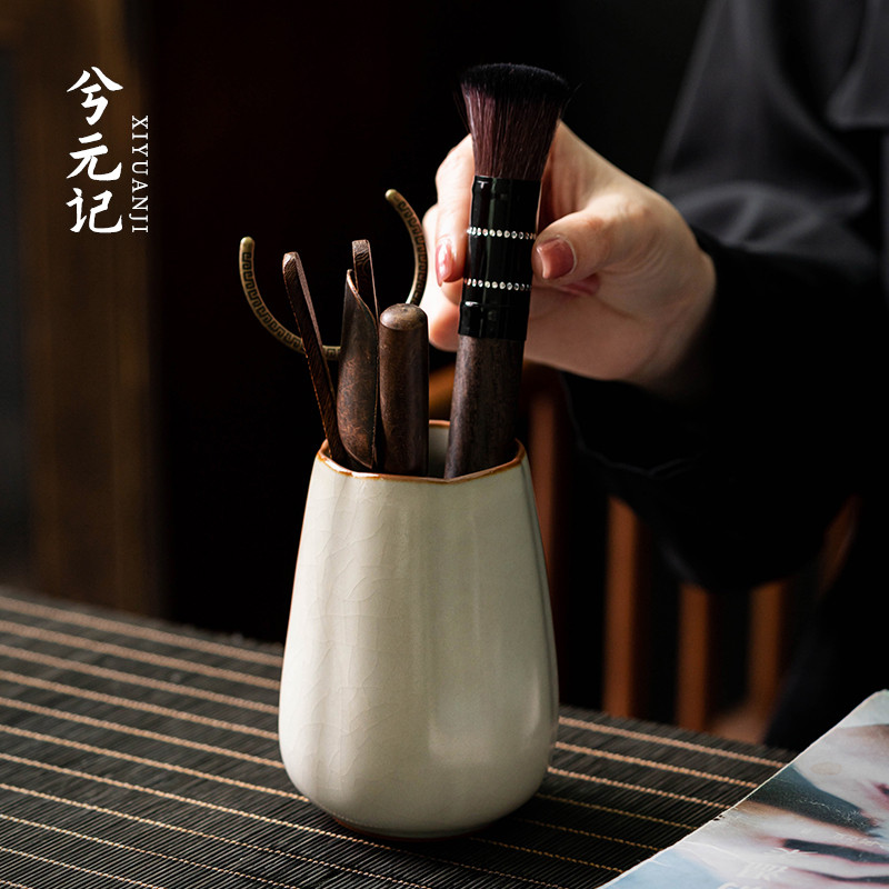 米黄汝窑瓜棱茶道六君子功夫茶具用配件泡茶工具茶刀茶夹茶