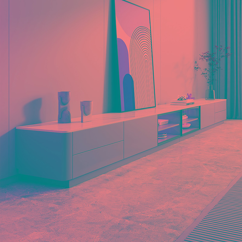 岩板电视机柜茶几组合现代简约客厅家用高款圆角地台柜轻奢高级感