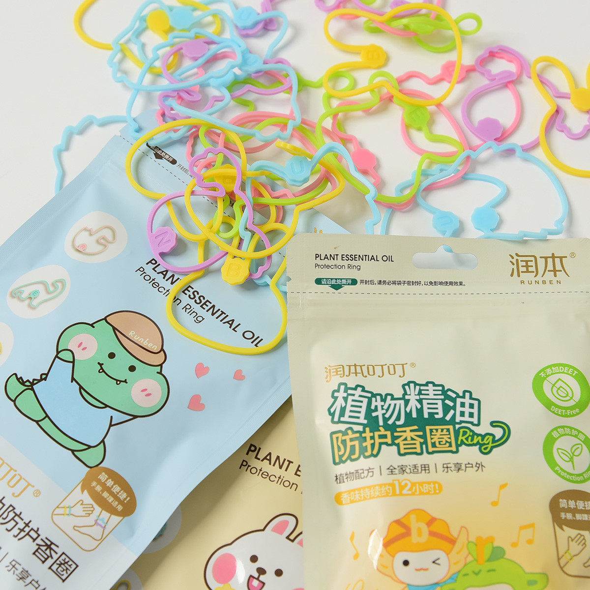 润本儿童防蚊手环 婴幼儿精油香圈 全家可用驱蚊圈30条装