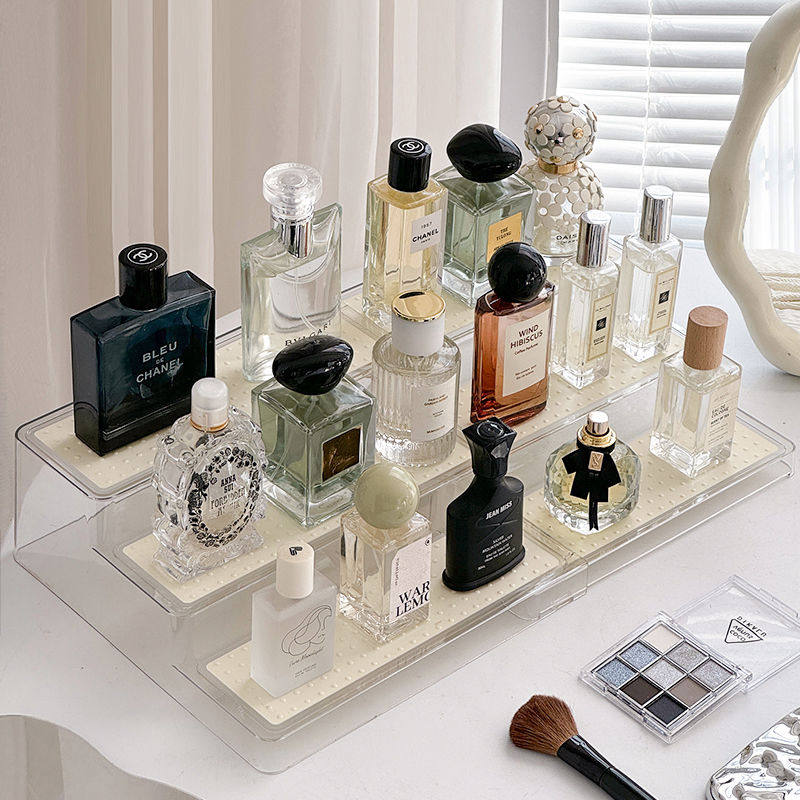 香水展示架可伸缩化妆置物架高级桌面玄关护肤收纳盒多层