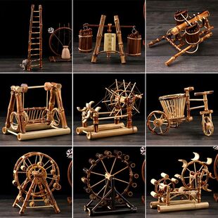 竹制摩天轮竹风车水车模型家居摆设 装饰品 紫竹工艺品摆饰 礼物