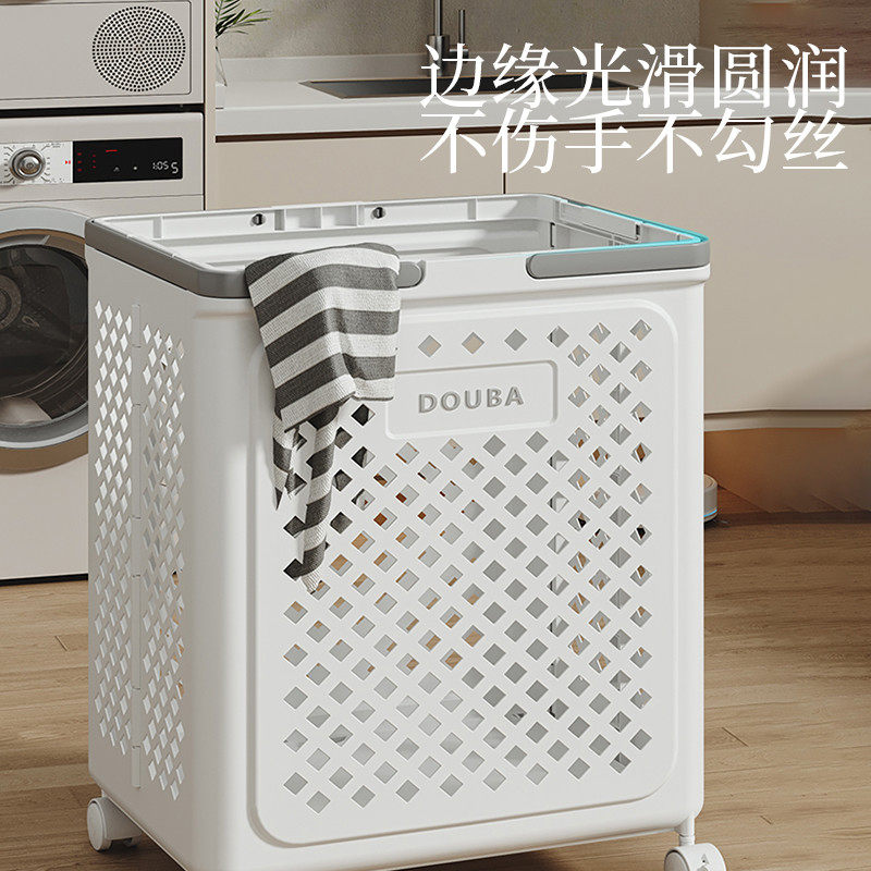 折叠小推车脏衣篮卫生间脏衣服大容量收纳筐家用浴室可推拉洗衣篓