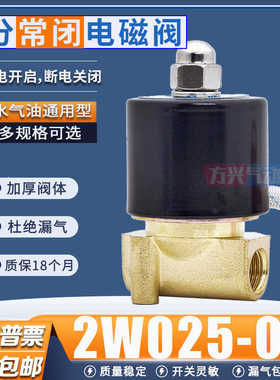 2W025-08电磁阀水阀AC220V控制开关气阀DC24V两通常闭阀2分气