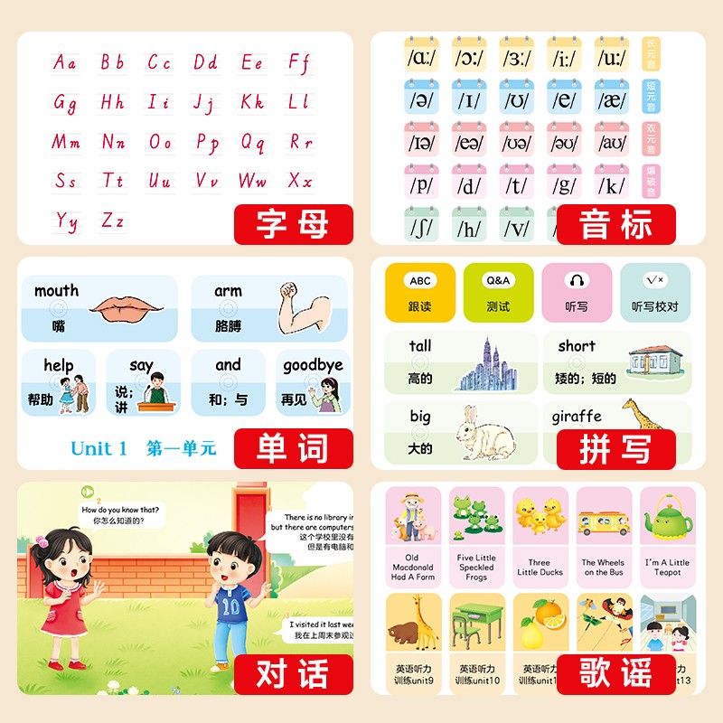 小儒童英语单词同步书小学生记背听读神器情景对话点读机发声书