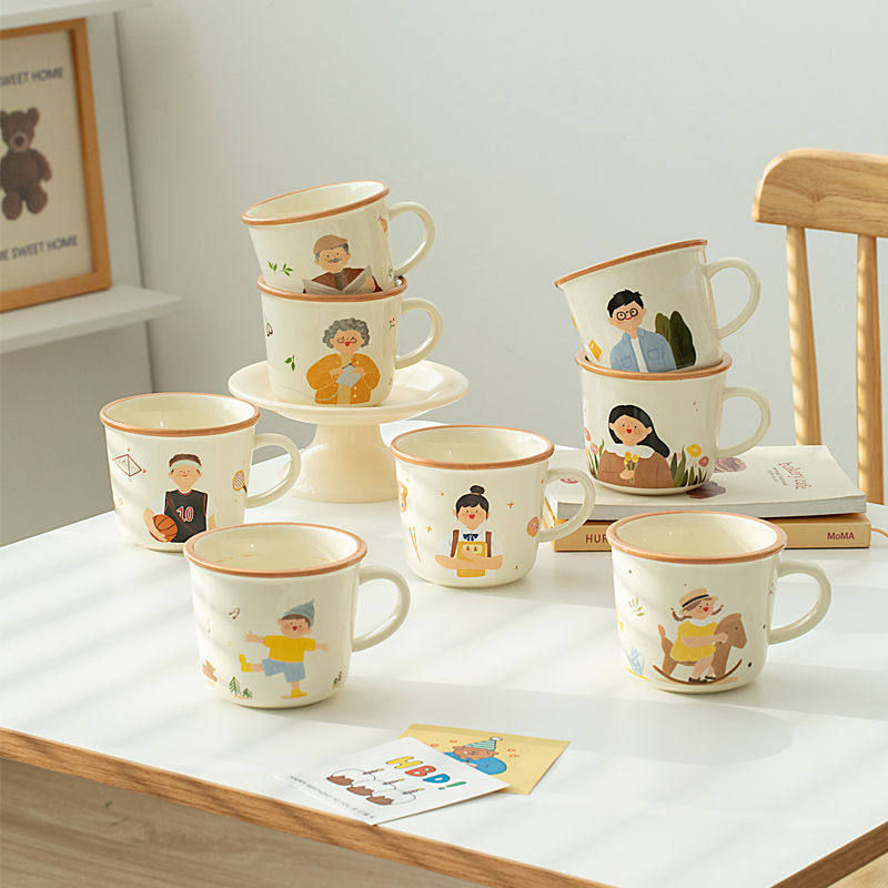 一家人陶瓷马克杯女情侣家用家庭咖啡早餐杯儿童喝水杯子伴手