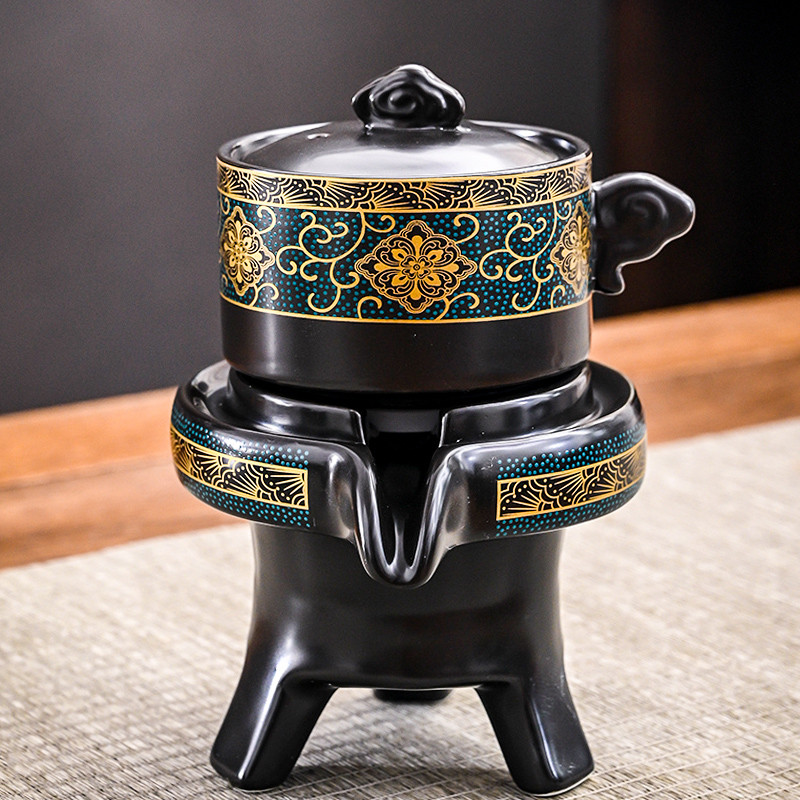 新式懒人茶具冲泡茶壶组装冲茶器旋转石磨家用办公轻奢单壶防烫