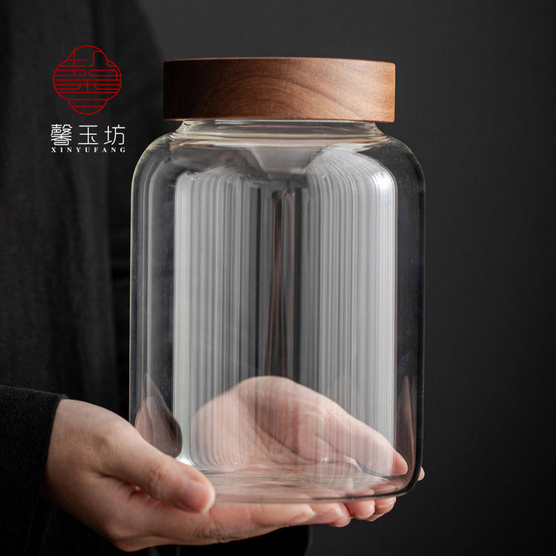 大号透明玻璃密封茶叶罐陈皮普洱中药人参药酒白酒收纳瓶泡酒