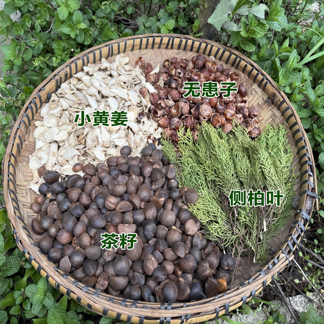 茶枯侧柏叶无患子生姜头道茶枯粉洗发养发清洁家用洗头去雪花手工