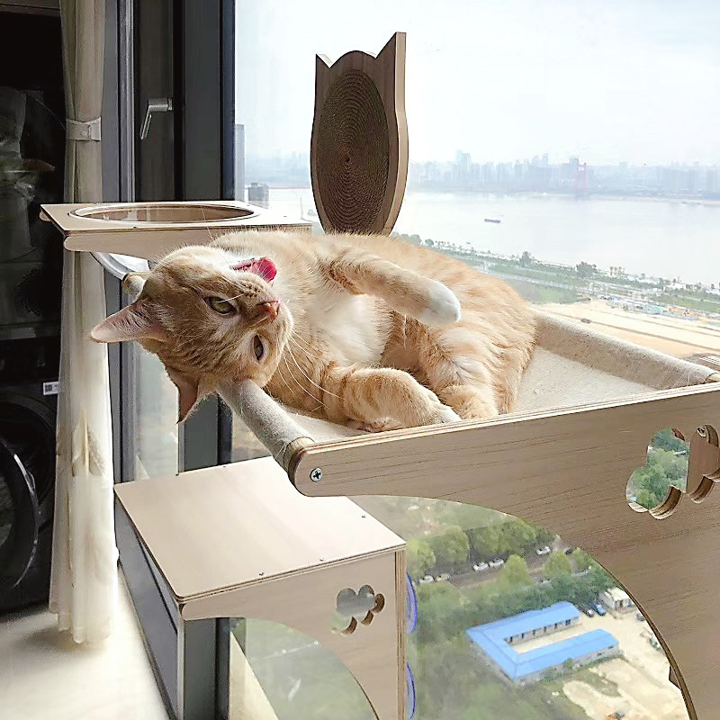 猫吊床布艺吸盘式挂窝玻璃窗户晒太阳透气吊床猫窝猫秋千四季
