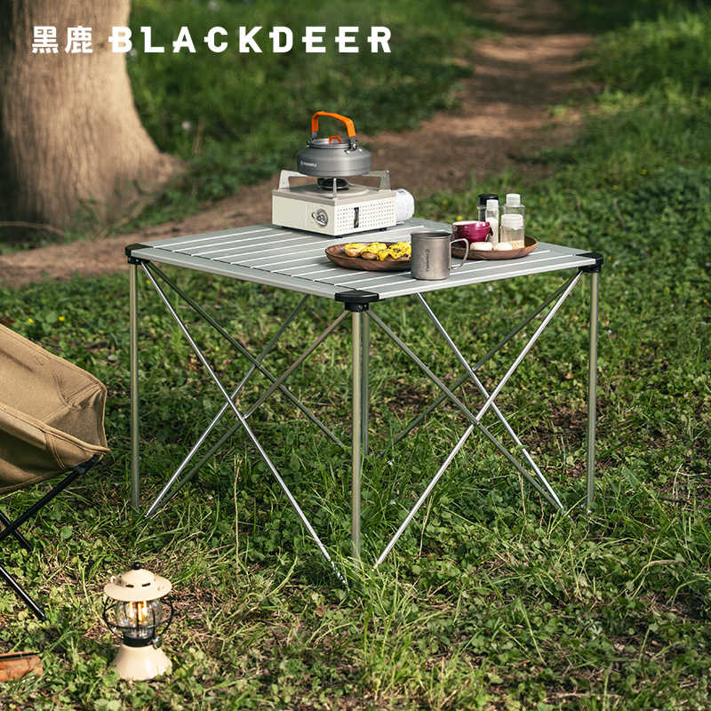 黑鹿户外折叠桌子便携式蛋卷桌露营野餐桌椅套装轻量化四方铝