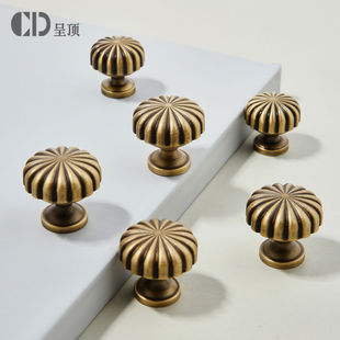 古铜色南瓜拉手复古黄铜衣柜门抽屉橱柜子厨房中古风法式创意