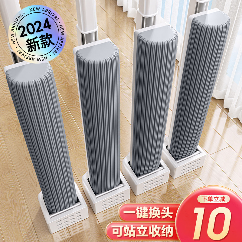 海绵拖把吸水家用一拖净胶棉2024新款免手洗拖布滚轮式卫生间专用