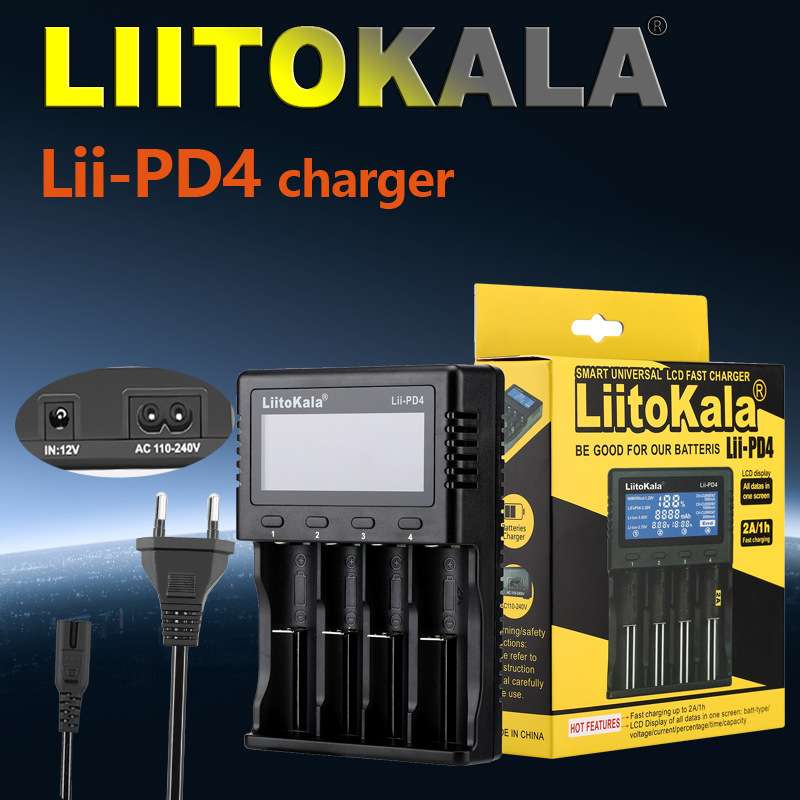 LiitoKala Lii-PD4 18650 26650 21700 4槽 锂电池 LCD 充电器