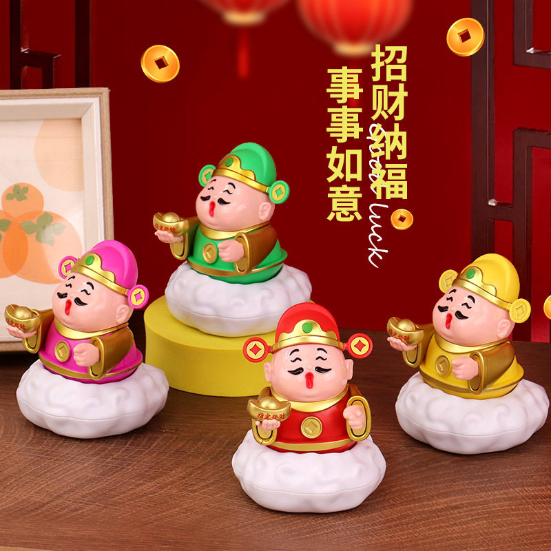 新款太阳能财神爷左右摇摆好运连连小神仙家居摆件招财纳福礼品批