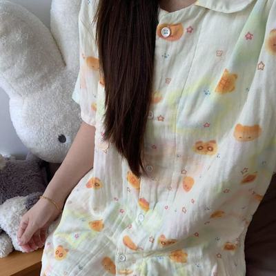 棉花泡泡原创设计双层纱睡衣套装