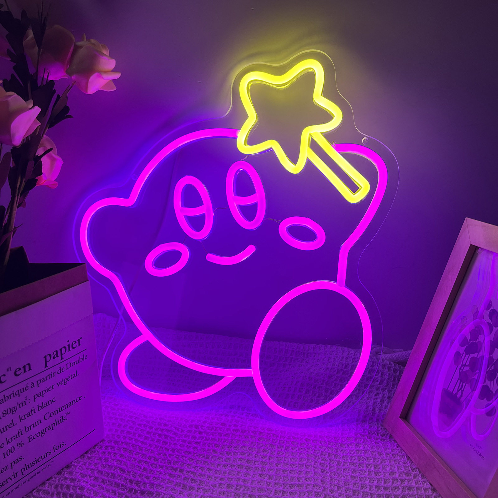 跨境儿童房内墙面装饰礼物灯带星之卡比霓虹灯可调光墙面装饰灯图片